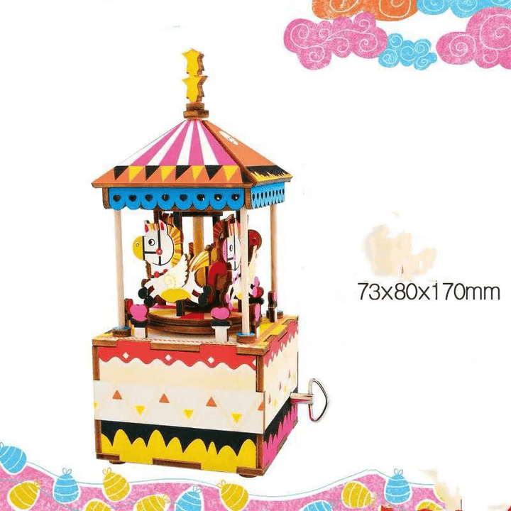 Ruodang Music Box 3D Wooden Puzzle Diy Enlightening Boys and Girls 3D Puzzle Gift Wholesale Customization - MRSLM