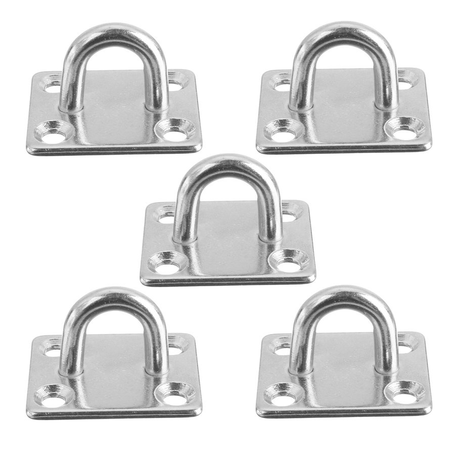 5PCS 304 Stainless Steel Pad Eye Plate Marine Boat Hardware Hook M5 Heavy Duty - MRSLM