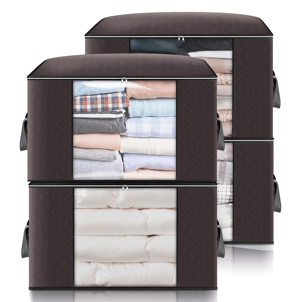 KING DO WAY 4 Pcs Clothes Storage Bags Ziped Underbed Wardrobe Closet Boxes Closet Organizer Home Outdoor Travel - MRSLM