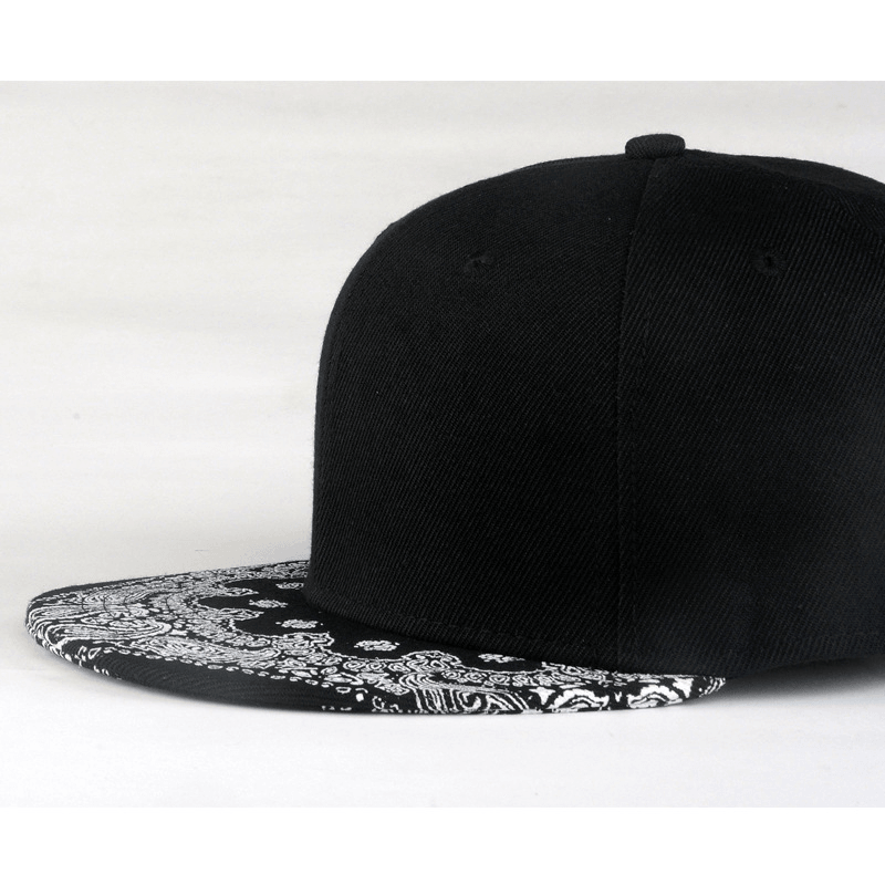 Cashew Flower Korean Hip-Hop Hat Flat Brim Hat Fashion Print Baseball Cap for Men - MRSLM