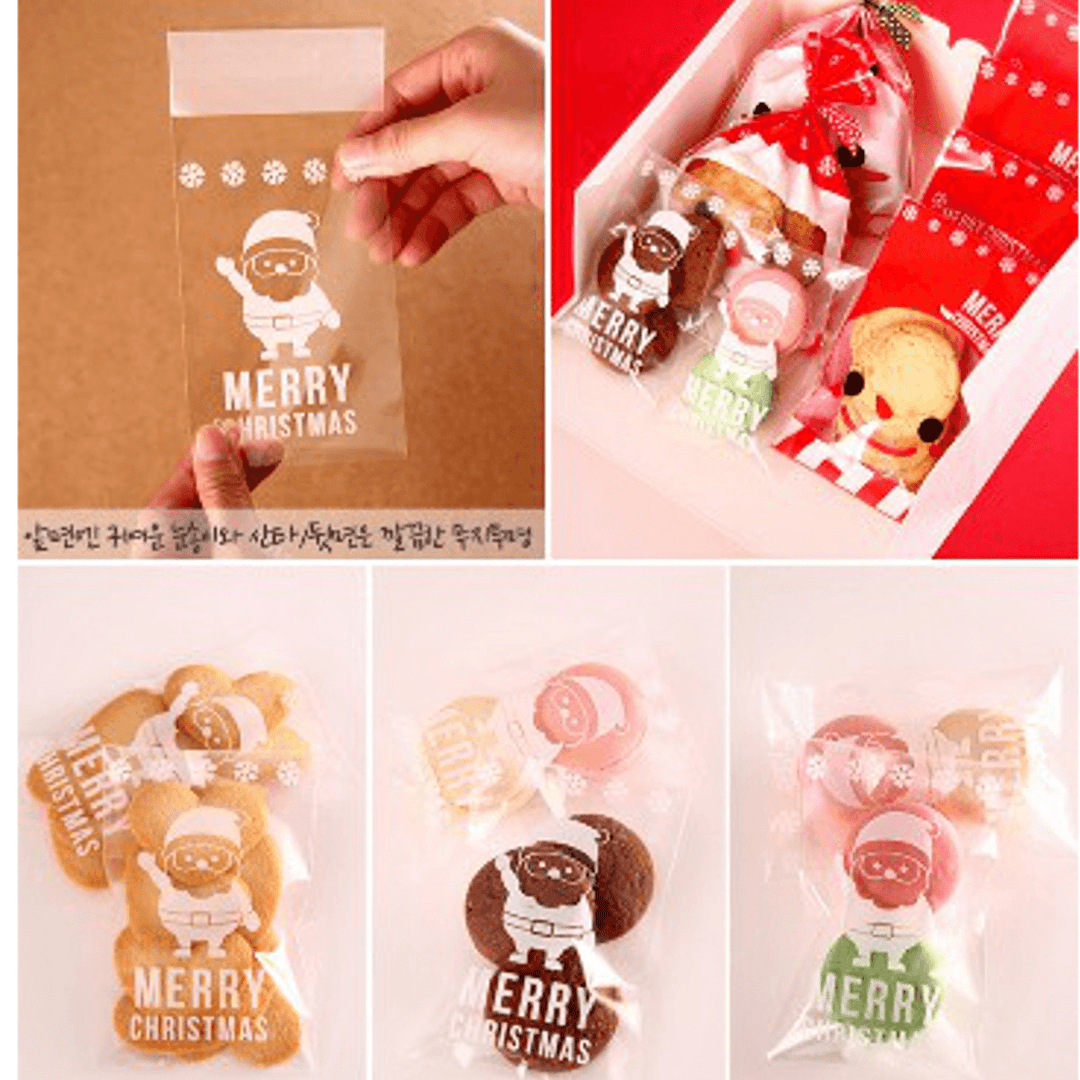 100Pcs Christmas Biscuit Candy Gift Cookie Sweet Present Bag - MRSLM