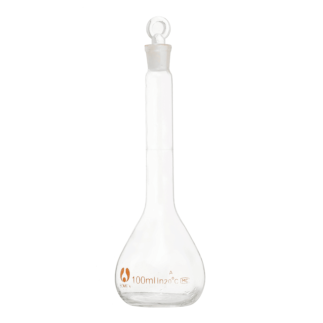 100Ml Clear Glass Volumetric Flask W/ Glass Stopper Lab Chemistry Glassware - MRSLM