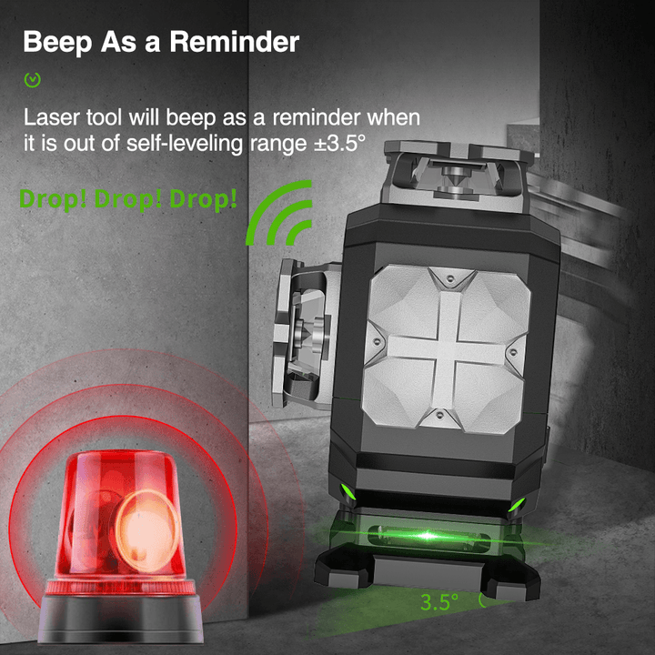 Huepar S03DG 12 Lines 3D Cross Line Laser Level LCD Display Bluetooth & Remote Control Functions Green Beam with Hard Carry Case - MRSLM