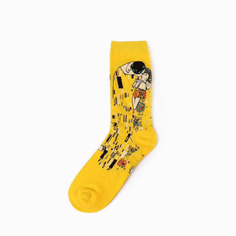 Unisex Mona Lisa Oil Painting Cotton Tube Socks - MRSLM