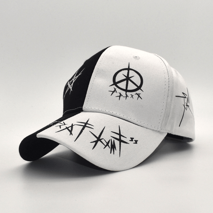 Black and White Color Matching Graffiti Baseball Cap - MRSLM