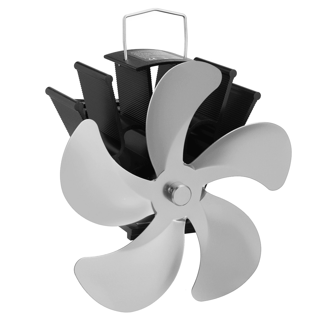 5 Blades Super Quiet Heat Powered Stove Fan Saving Wall Mounted Fireplace - MRSLM