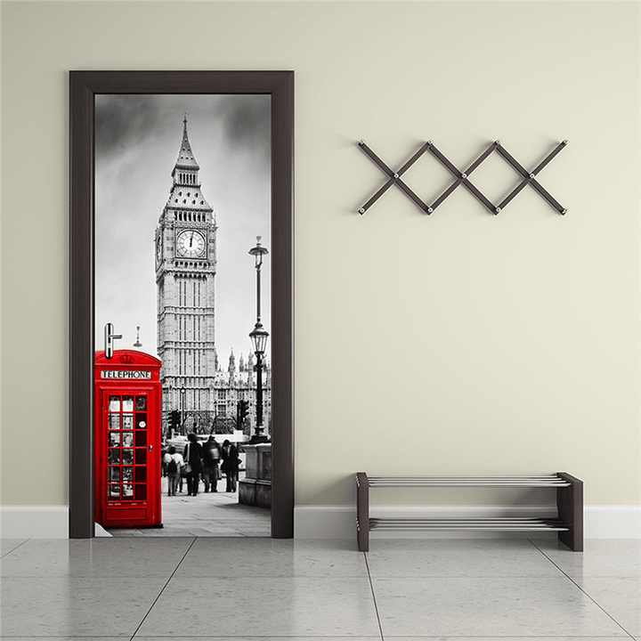 3D Art Door Wall Fridge Sticker Big Ben Decal Self Adhesive Mural Scenery Home Decor - MRSLM