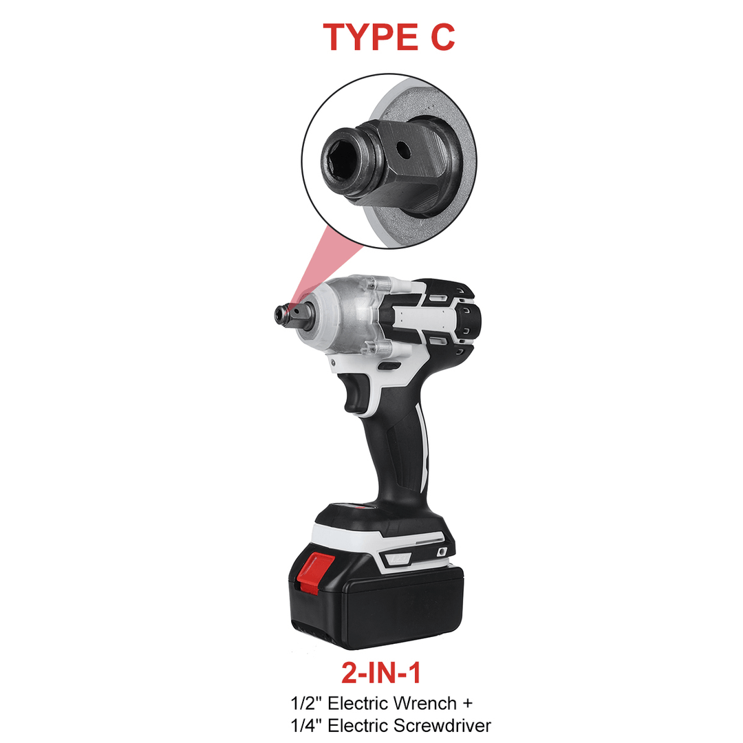 520N.M Brushless Cordless Electric Impact Wrench Screwdriver Power Tools W/ 1/2Pcs Battery - MRSLM