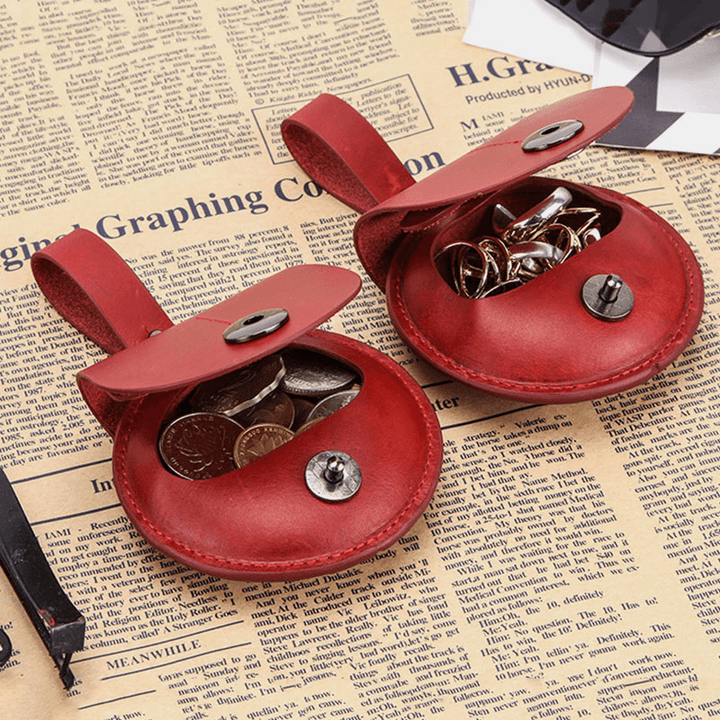 Women Men Genuine Leather Earphone Case Coin Purse - MRSLM