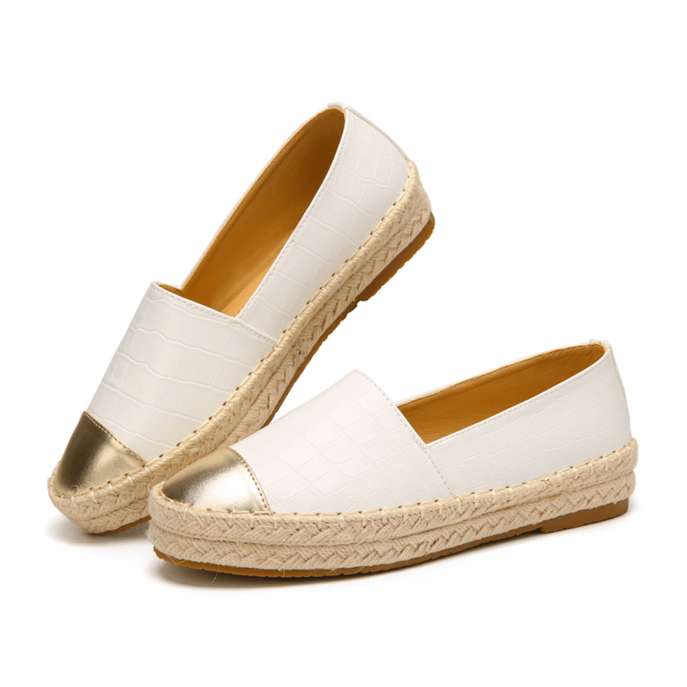 Women Casual Splicing Slip on Espadrille Loafers Flats Fisherman'S Shoes - MRSLM