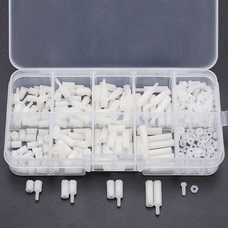 Suleve™ M2NH3 M2 Nylon Screw White Hex Screw Nut Nylon PCB Standoff Assortment Kit 300Pcs - MRSLM