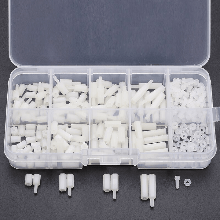 Suleve™ M2NH3 M2 Nylon Screw White Hex Screw Nut Nylon PCB Standoff Assortment Kit 300Pcs - MRSLM