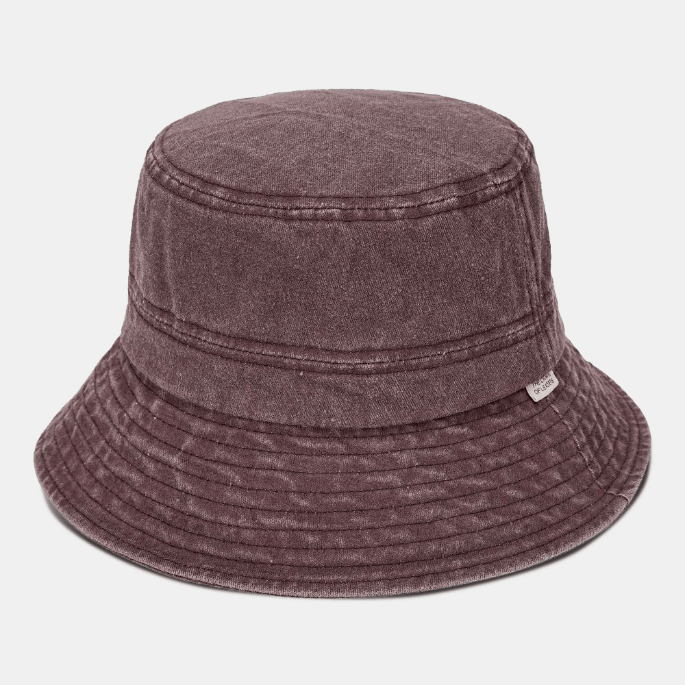 Unisex Washed Distressed Cotton Solid Color All-Match Sunshade Bucket Hat - MRSLM