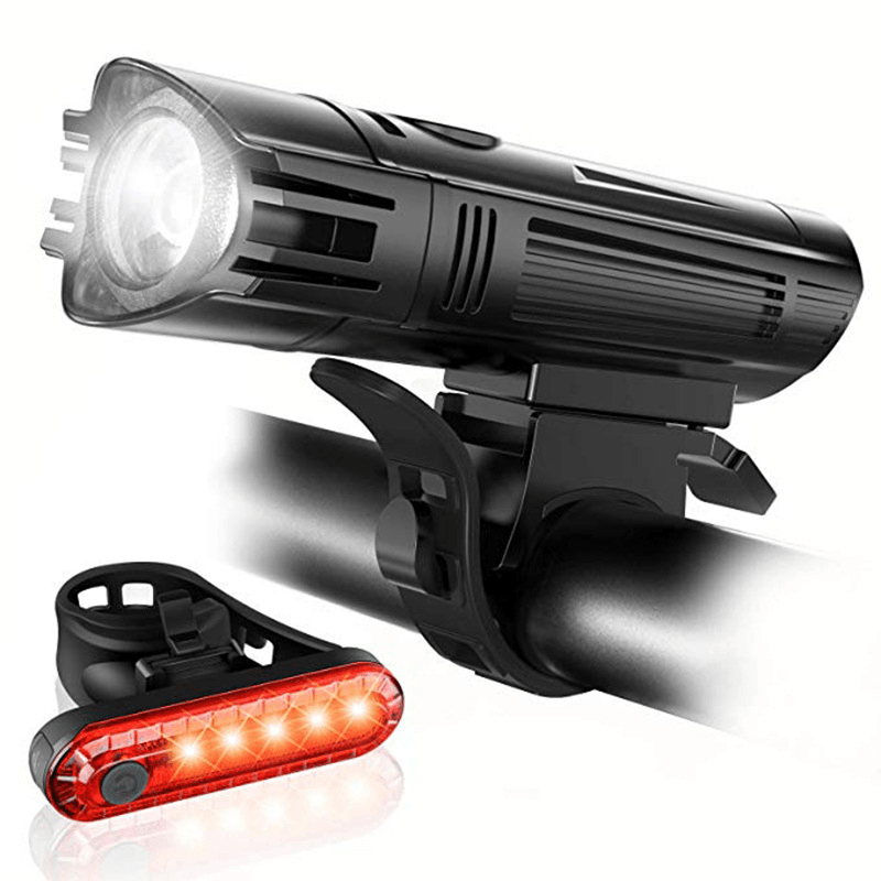 BIKIGHT Bike Light Kit 4-Modes Ultra-Bright Bike Front Light & Eye-Catching Taillight Bicycle USB Charging Cycling Rainproof Headlight - MRSLM