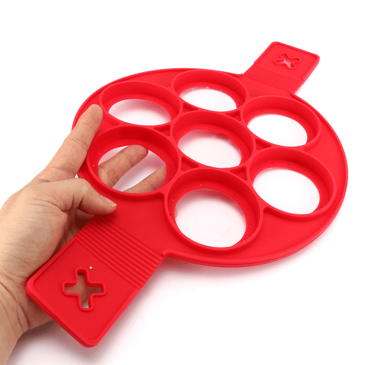 7 Holes Pancake Silicone Mold Circular Fried Egg Mold Nonstick Flip Pancake Maker Omelette Egg Forms Ring Mold Egg Tools Egg Mould - MRSLM