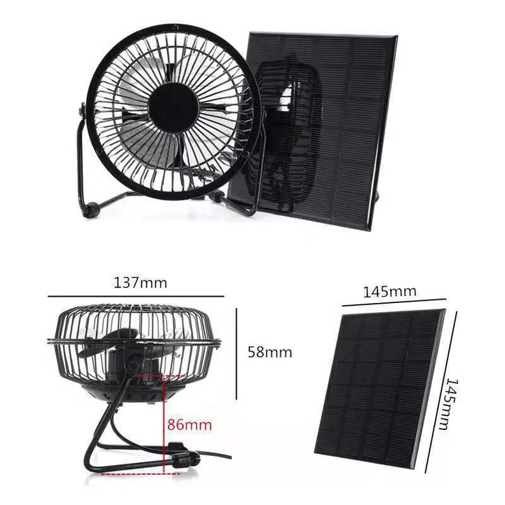 5W 5V 4Inch Solar Panel External Fan Portable Fan for Outdoor Travel - MRSLM