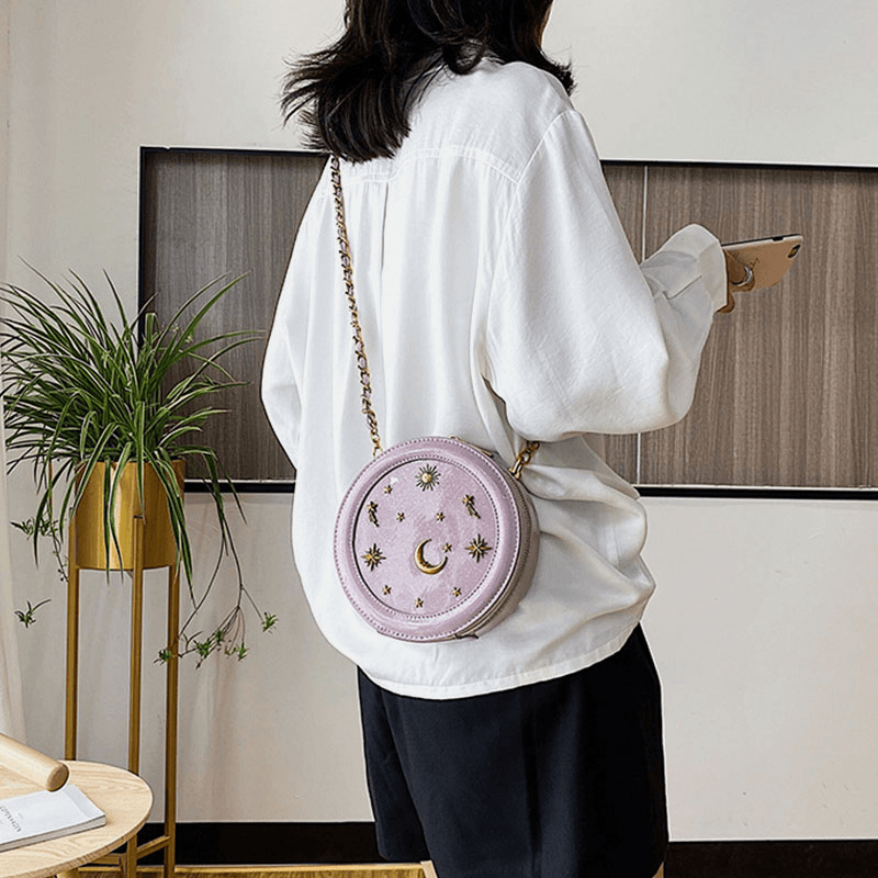 Women PU Chain Galaxy round Crossbody Bag - MRSLM