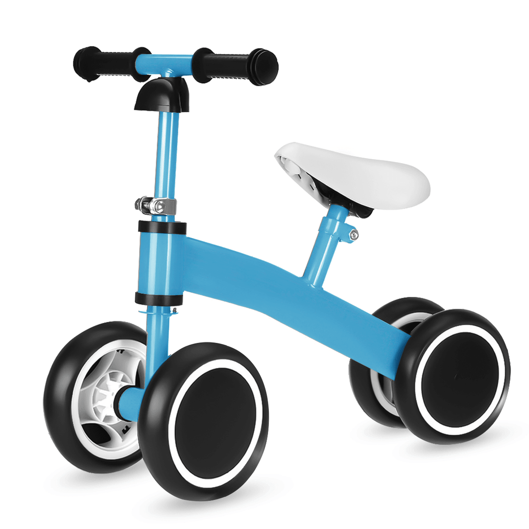 Baby Balance Bike 4 Wheels No Pedal Design Bicycle with Adjustable Seat Height Kids Training Walking Tricycle for 1-3 Years Old - MRSLM