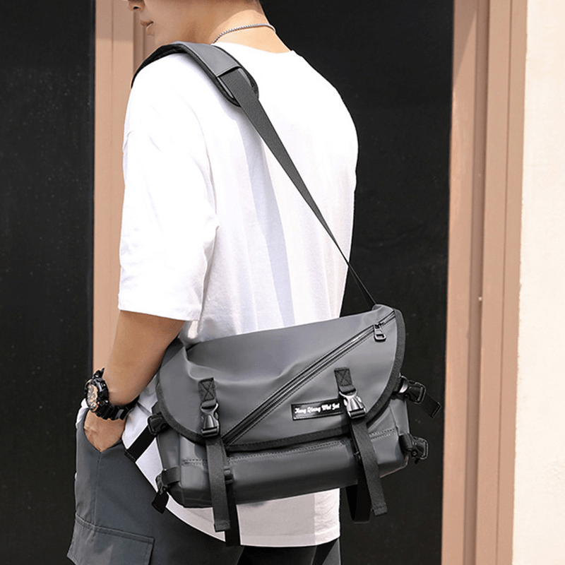 Unisex Large Capacity Back Anti-Theft Pocket Crossbody Bags Minimalist Buckle Nylon Messenger Bag Shoulder Bag - MRSLM