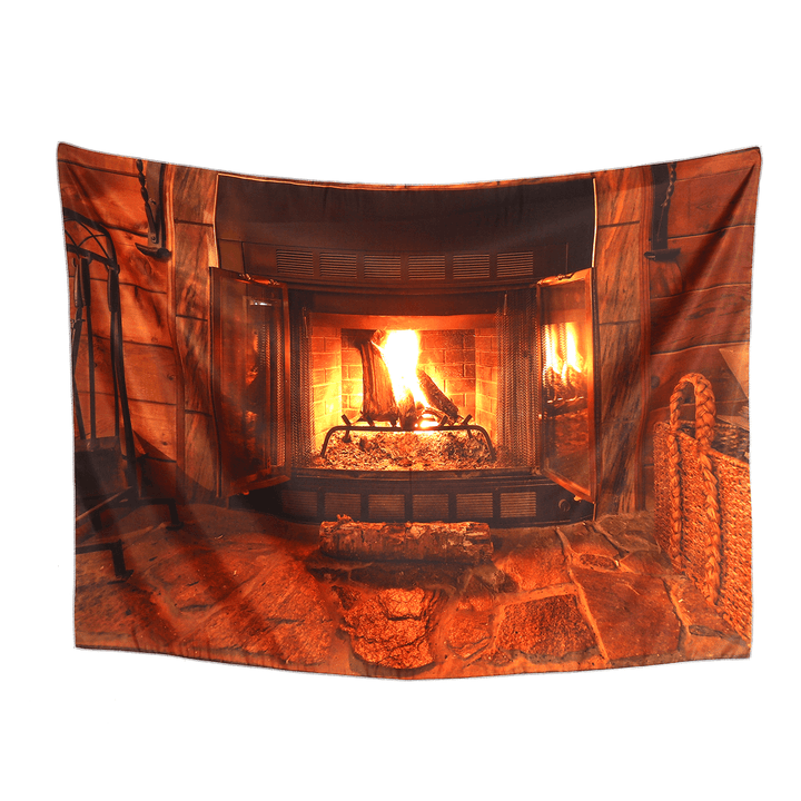 Polyester Wall Hanging Tapestry Art Home Decor Fireplace Pattern Blankets for Home Bedroom Porch Hangings - MRSLM