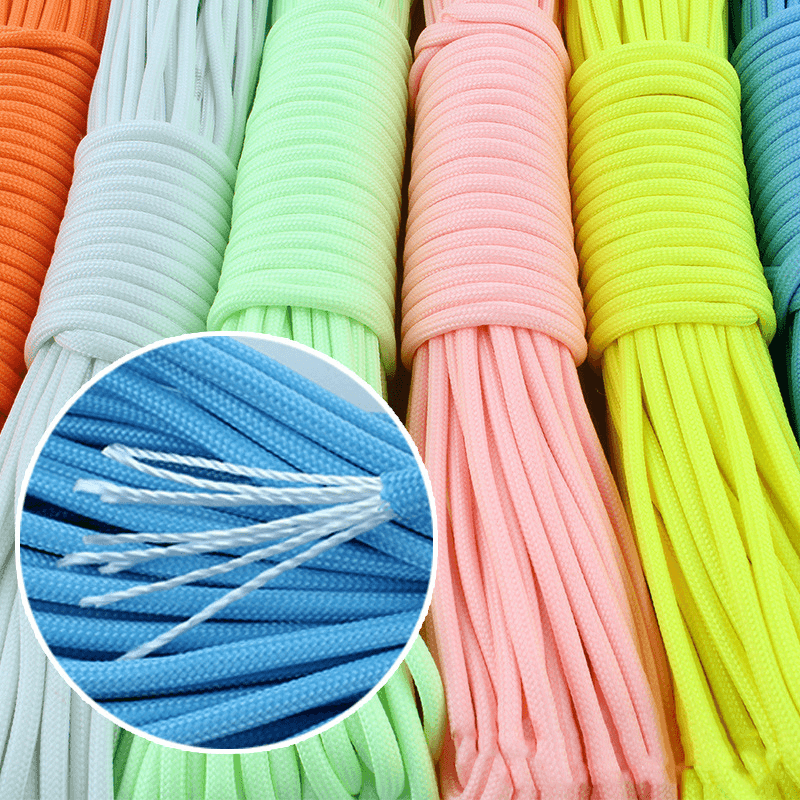 Nylon 20M Fluorescent Climbing Camping Tent Rope 9 Strands Luminous High-Strength Paracord - MRSLM