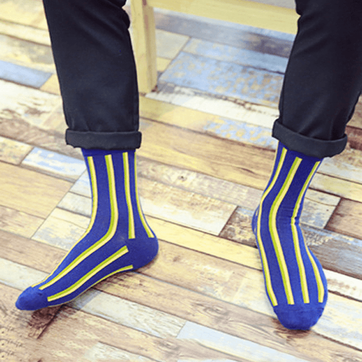 Men Vertical Stripe Middle Tubes Socks Cotton Warm Sock - MRSLM