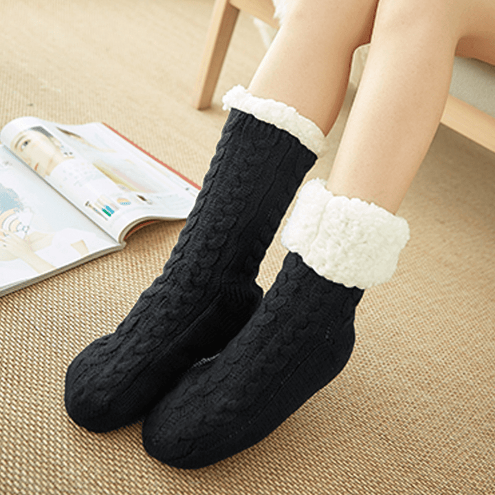 Women Winter Thickening Warm Non-Slip Middle Tube Socks - MRSLM