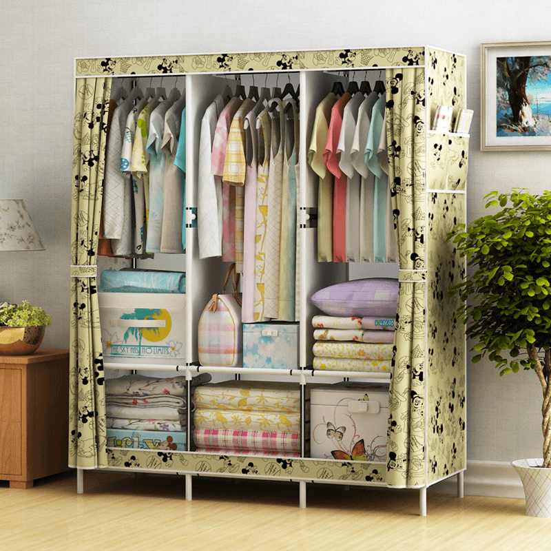 Simple Cloth Wardrobe Fabric Steel Tube Assembly Wardrobe Modern Economic Clothes Storage Bag Wardrobe Dormitory Storage Cabinet - MRSLM