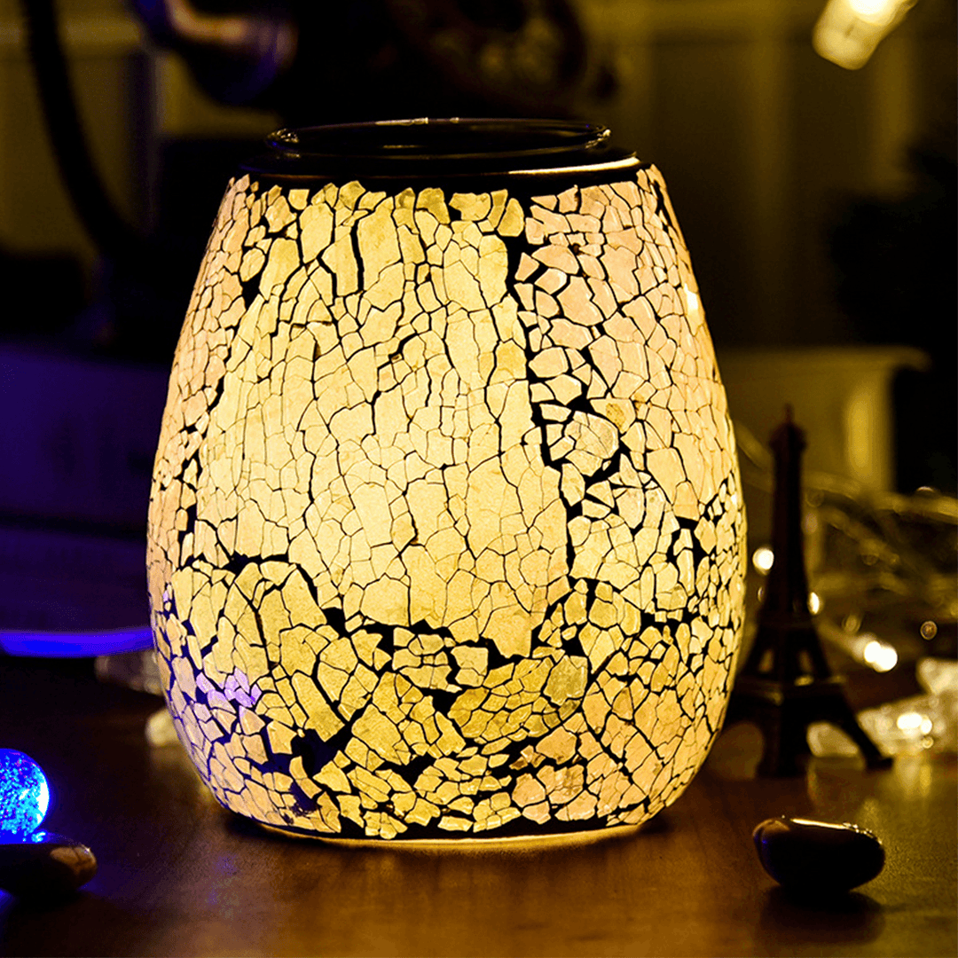 3D Glass Electric Aromatherapy Lamp Crackle Pattern Colorful Lights Home Aromatherapy Machine - MRSLM