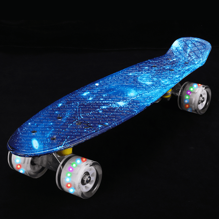 22" Junior Youth Skateboard Mini Standard Skate Board with High Rebound LED Flashing PU Wheels Long Board Gift for Beginners Gift for Children Adults - MRSLM