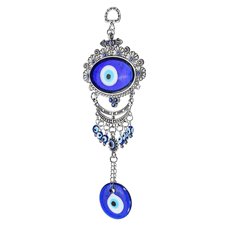 Turkish Oval Blue Evil Eye Amulet Wall Hanging Car Decor Blessing Protector Decorations - MRSLM