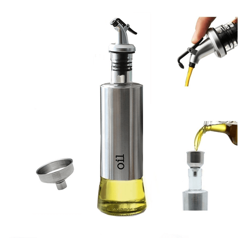 300ML Olive Oil Dispenser Bottles with Funnel Stainless Steel Oil Pourer Dispensing Bottles Oil Vinegar Sauce Bottle - MRSLM