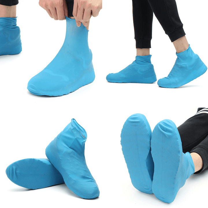 Anti-Slip Waterproof Rainproof Shoe Covers Outdoor Camping Hiking Traveling Reusable Rain Boot Motorcycle Bike Overshoe-L/M - MRSLM