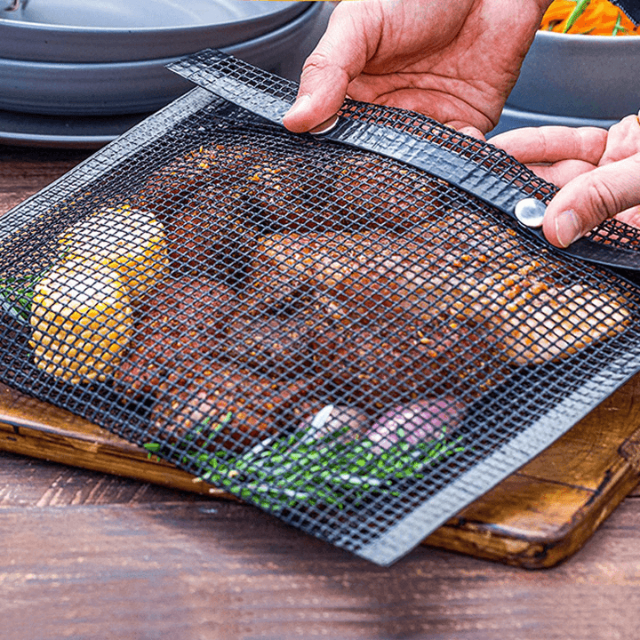 1 PC Non-Stick Barbecue Mesh Mat Bag Reusable Cooking Grill BBQ Mat Baking Net Bag Outdoor Camping Picnic - MRSLM