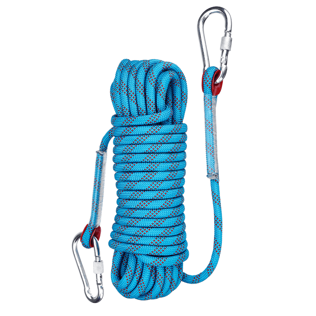 30Mx10Mm Double Buckle Professional Rock Climbing Rope Outdoor Sports Survival Downhill Safety Rope - MRSLM