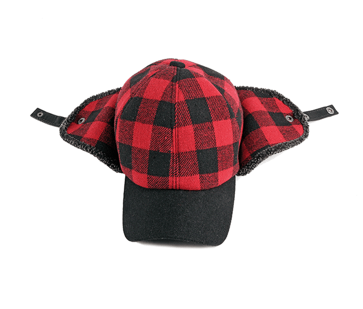 Trendy plus Velvet Thick Plaid Ear Protection Cotton Cap Men - MRSLM