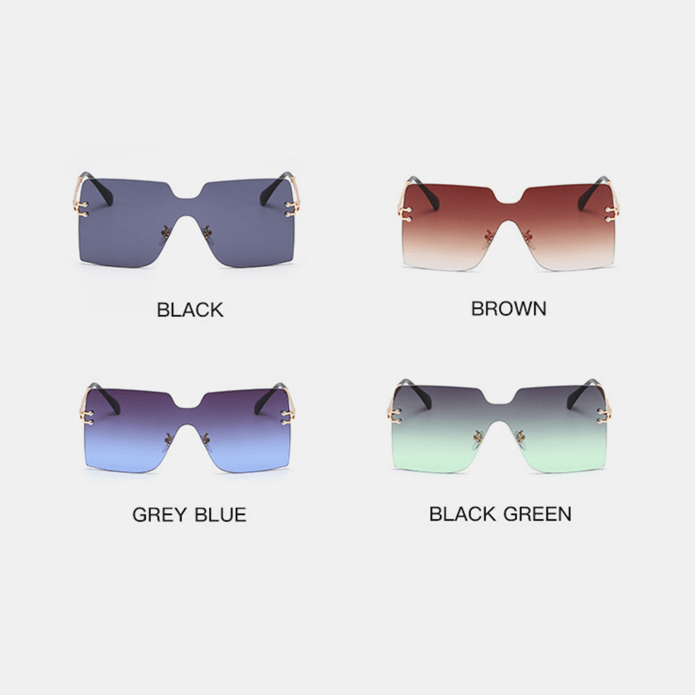 Women Oversized Square Frame Fashion Metal UV Protection Sunglasses - MRSLM