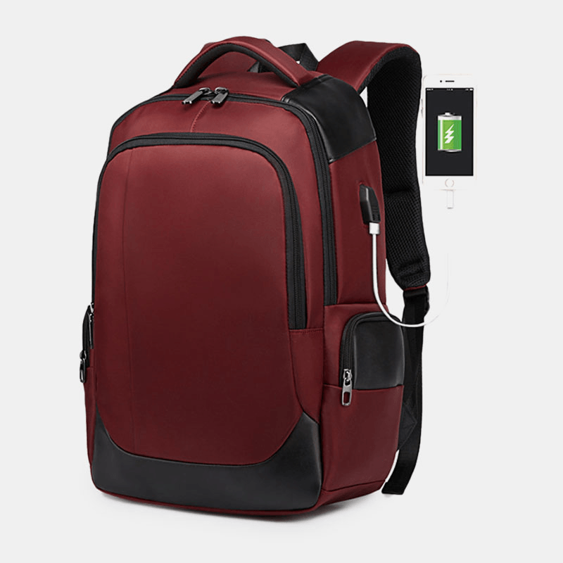 Men Large Capacity Nylon Fashion Waterproof USB Backpack - MRSLM