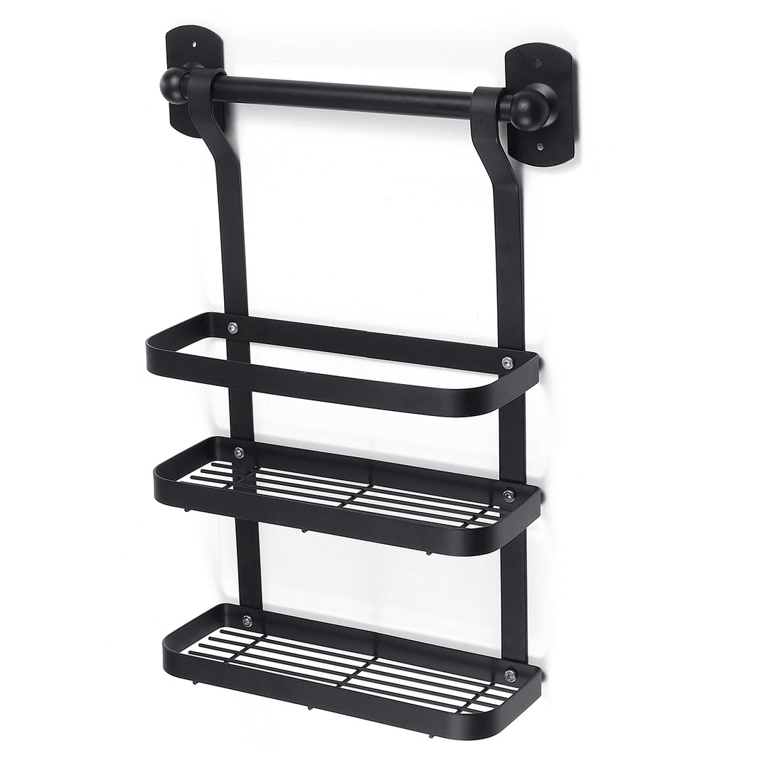 Wall-Mounted Rack Black Stainless Steel Kitchen Shelf Pot Cover Shelf Cover Storage Rack - MRSLM