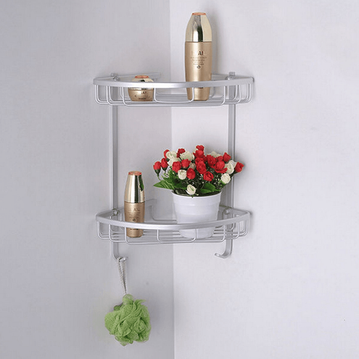 1/2/3 Layers Aluminium Wall Mounted Bathroom Corner Shower Caddies Storage Shelf Rack Holder - MRSLM