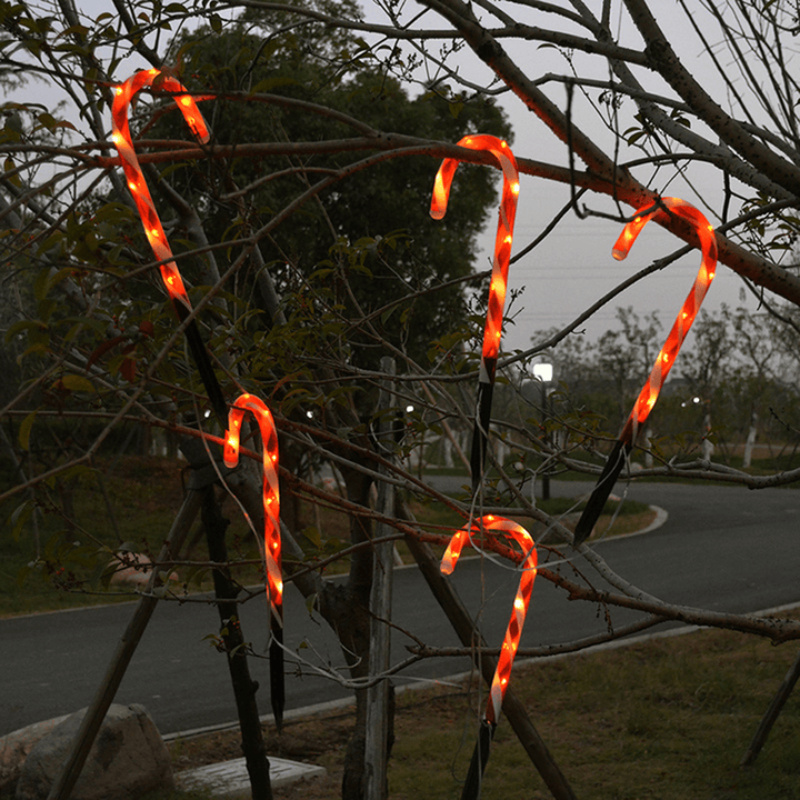 2020 Christmas Candy Cane Crutch String Lights Solar Powered LED Garland Path Landscape Light Lawn for Outdoor Wedding Decoration - MRSLM