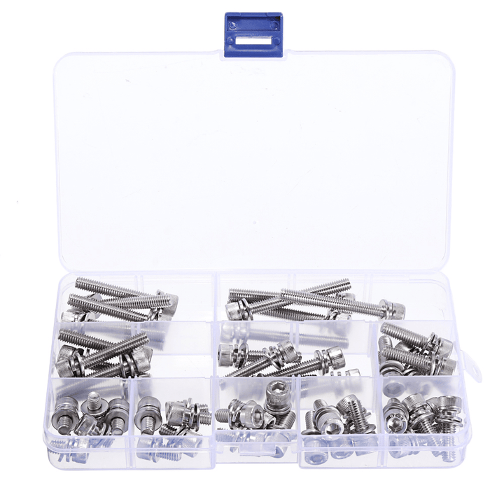 Suleve M6SH3 50Pcs M6 Hex Socket Knurled Cap Head Screw 304 Stainless Steel Bolt Assortment Set - MRSLM