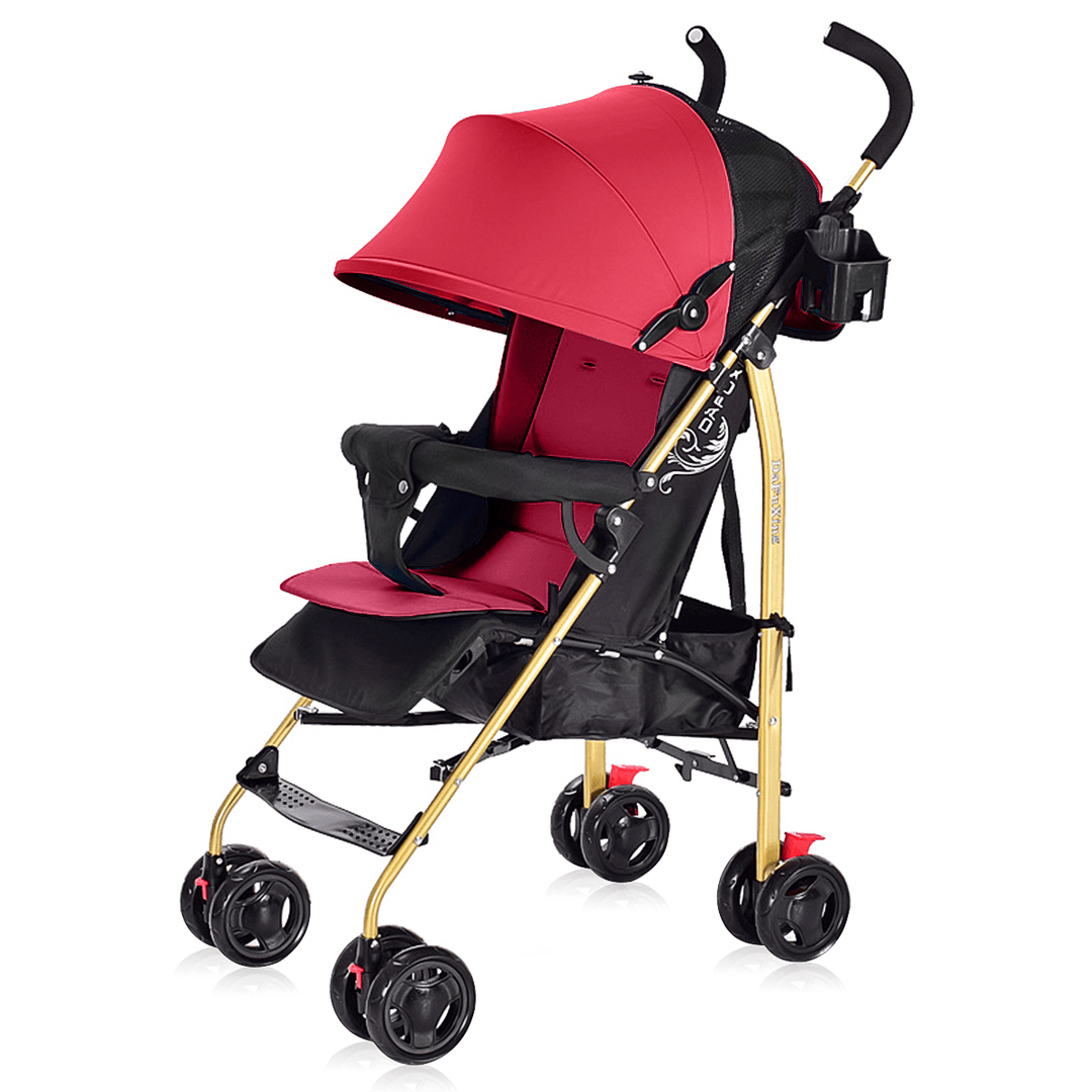 Folding Baby Stroller 100-175° Adjustable Anti-Uv Panel Canopy 4-Wheels Kids Pushchair for 0-3 Years Old - MRSLM