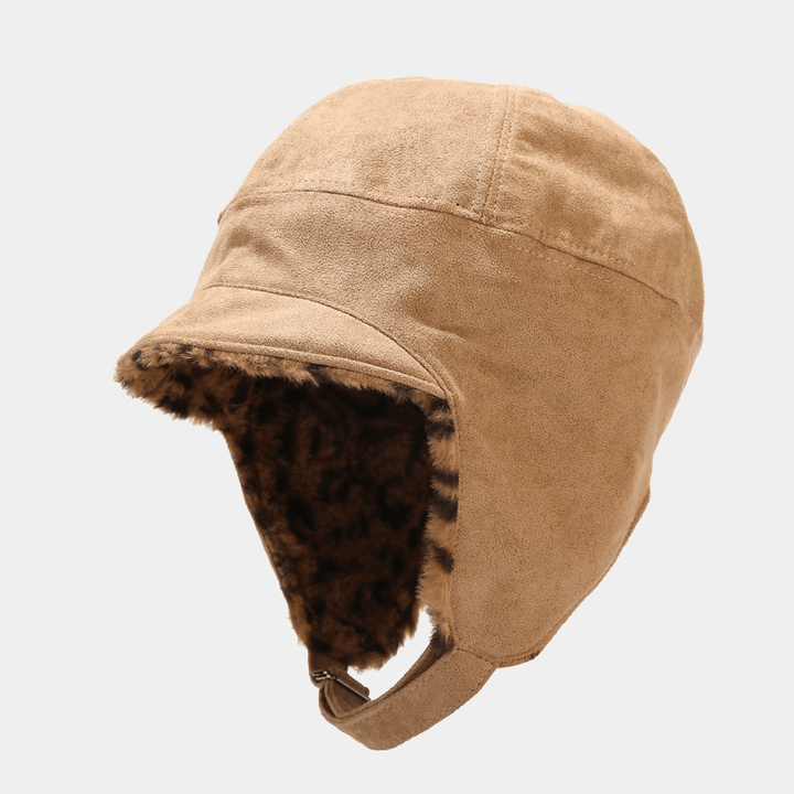 Suede Leopard Print Lei Feng Hat Warm Cycling Anti-Cold Ear Protection - MRSLM