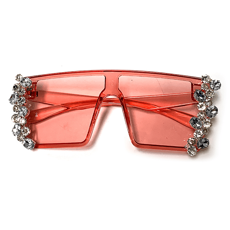 Large Square Frame Diamond Chain Diamond Sunglasses - MRSLM