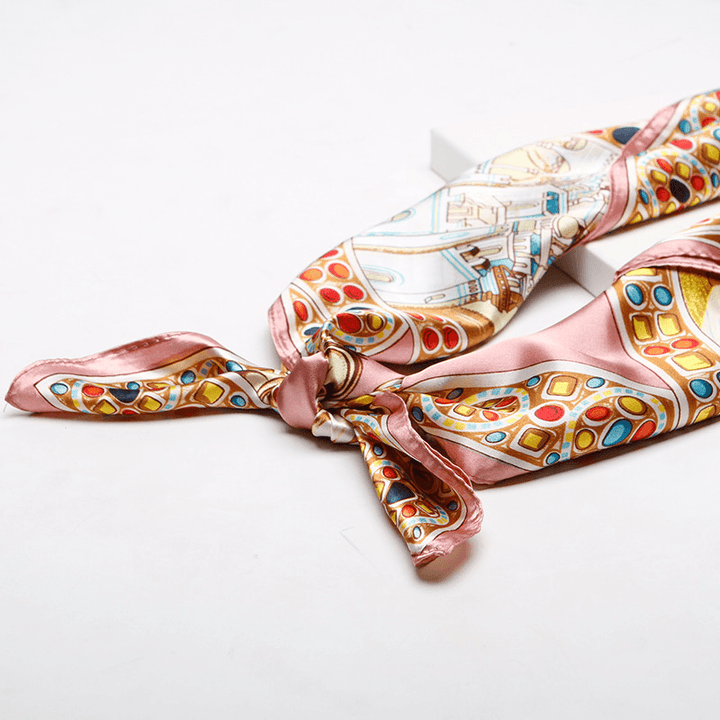 Imitation Silk Palace Print Silk Scarf Women 90Cm - MRSLM