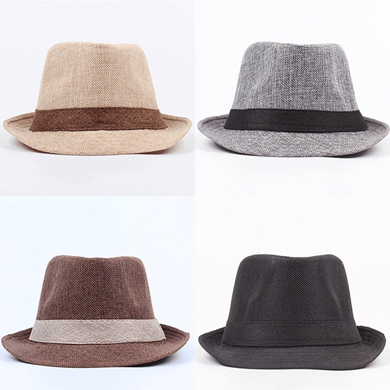 Men Unisex Linen Breathable Panama Fedora Jazz Dad Hats - MRSLM