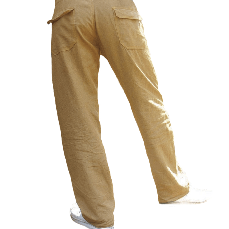 Mens Ethnic Style Cotton Comfy Breathable Straight Leg Pants - MRSLM