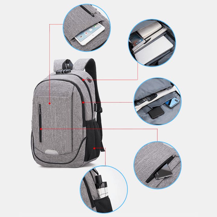 Fashion Large Capacity Waterproof Backpack Travel Bag School Bag with USB Charging Port - MRSLM