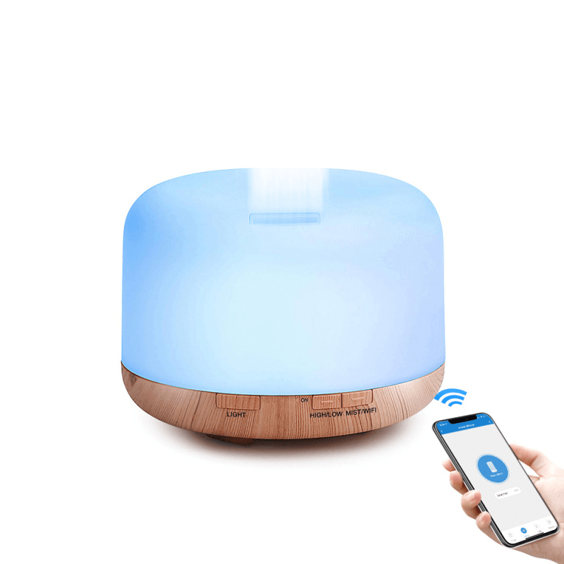 500ML Smart Wifi Humidifier Two Modes Colorful Ultrasonic Atomization Diffuser Voice Control Essential Oil Aroma Diffuser - MRSLM